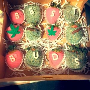 Pink and Green Dipped Strawberries